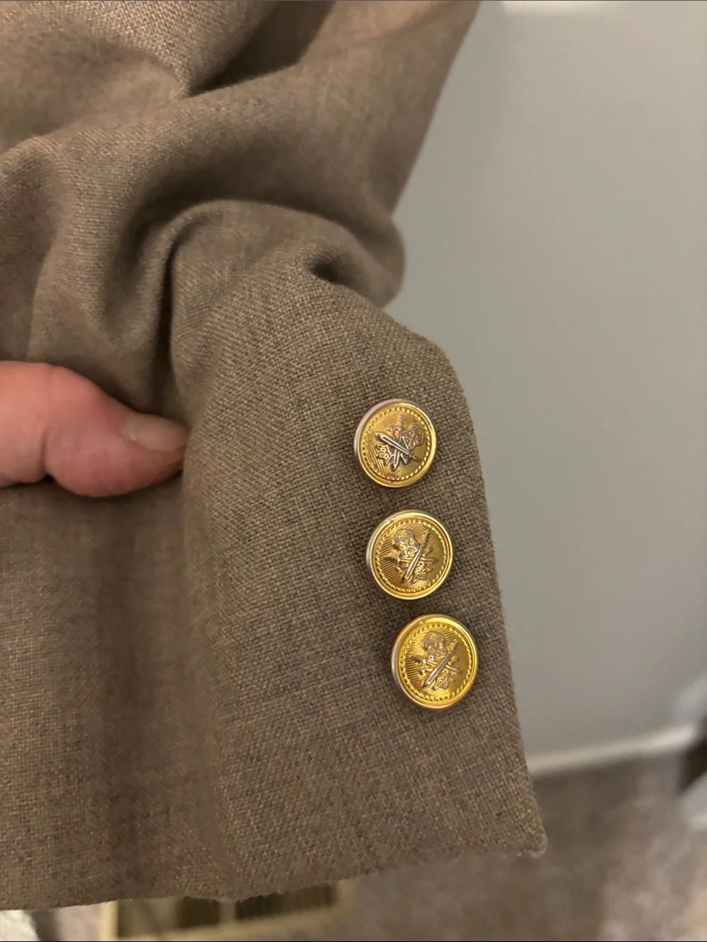 Men’s Tan Sport Coat with Gold Buttons